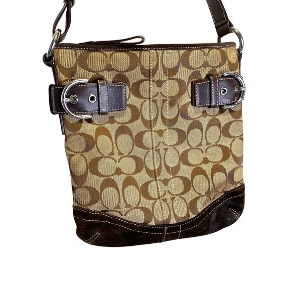 Coach Signature C Hobo Bag With Leather Trim & Adjustable Strap - Picture 2 of 10